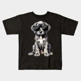 Great Dane Puppy Wearing Sunglasses Kids T-Shirt